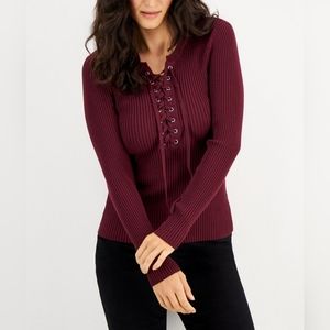 Lace up Ribbed Sweater